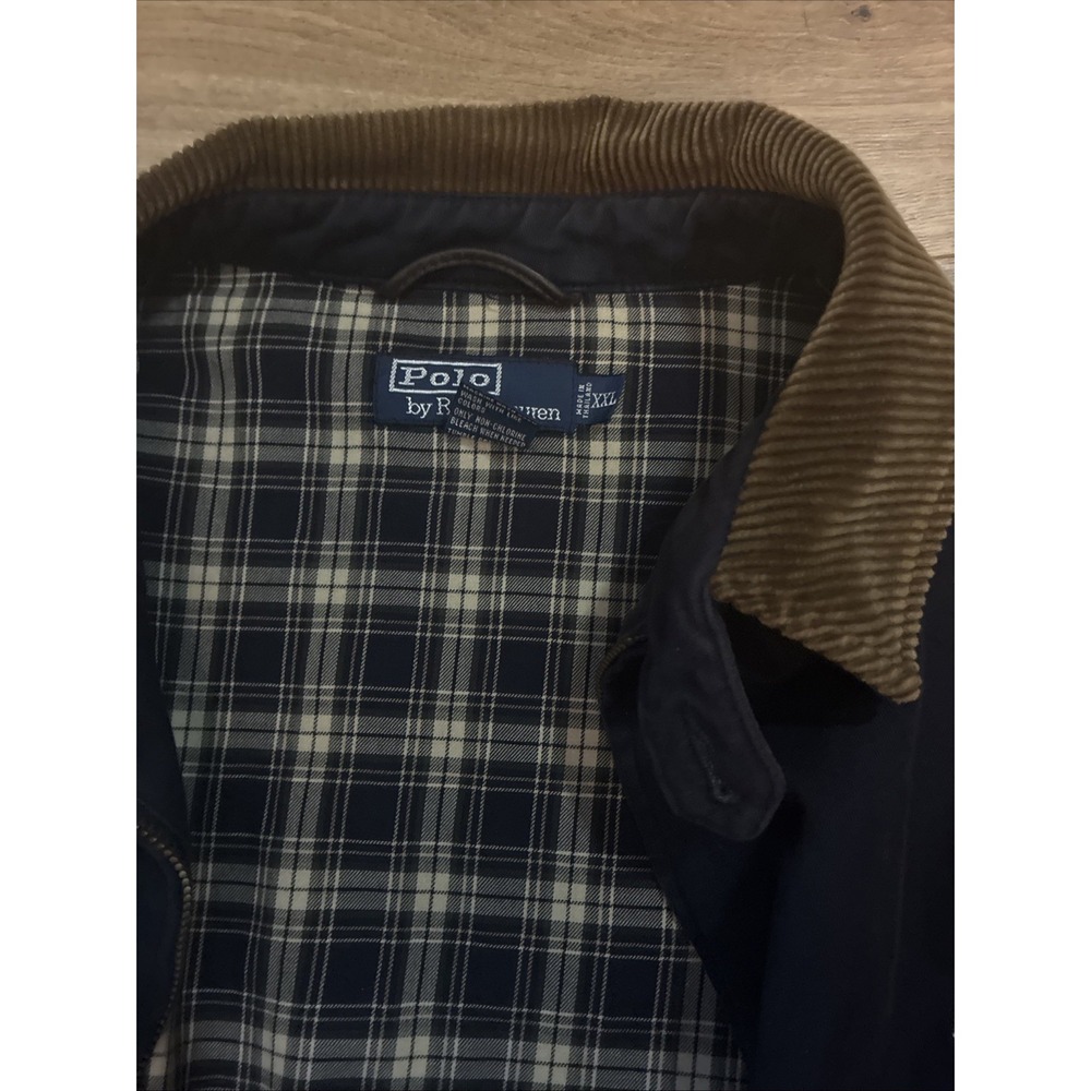 vtg ralph lauren navy harrington jacket Corduroy Collar  Plaid Men's  XXL 002
